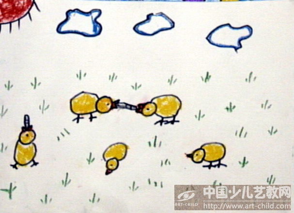 小班美术教案，小鸡捉虫情景绘画课程
